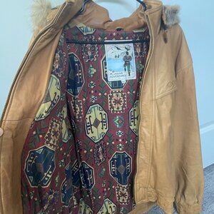 Vintage M. Julian Leather Jacket w/ Real Fur Hood – Size 42